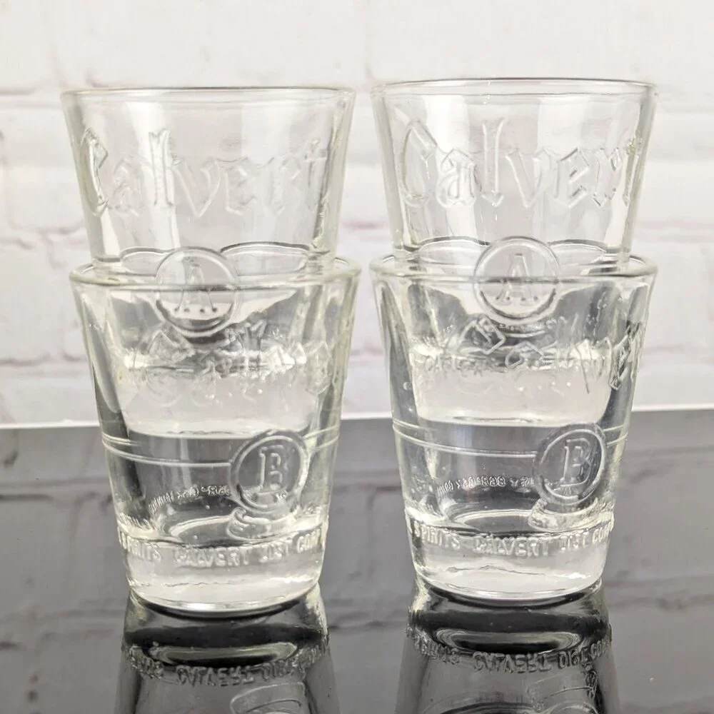 Set of 4 Vintage Calvert Whiskey Shot Glasses